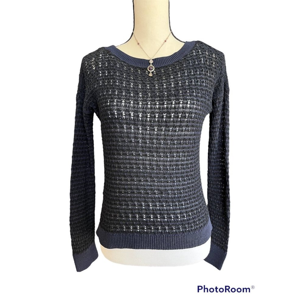 Loft Navy and Black Sweater Womens S